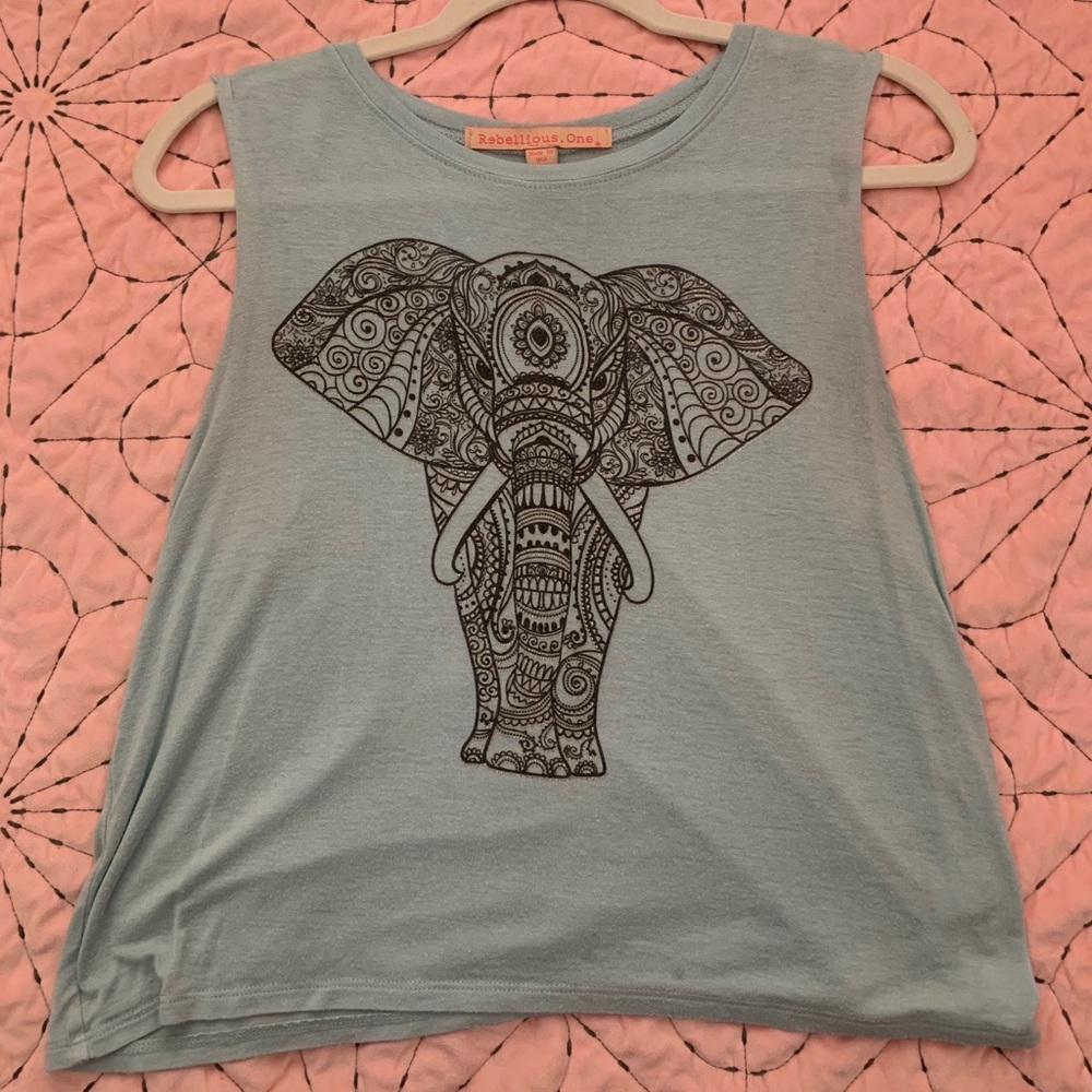 Rebellious One Womens Elephant Graphic Sleeveless